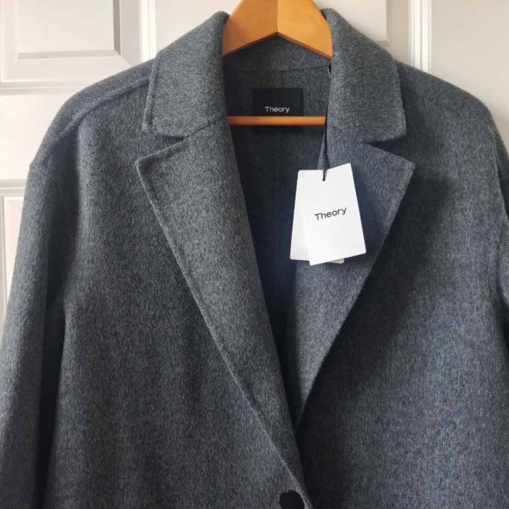 Theory easy one button coat Double-Face Wool-Cashmere in Grey - Picture 5 of 8